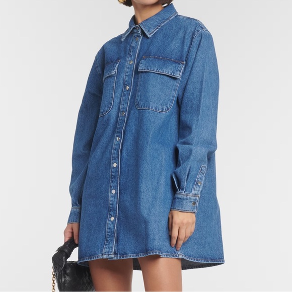 FRAME The A-line Shirt Dress In Brisk - Picture 1 of 10